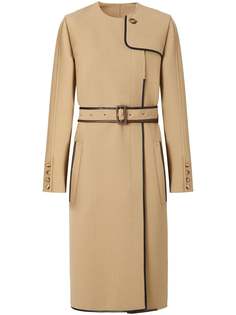 Burberry платье с поясом и контрастной окантовкой