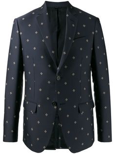 Fendi пиджак кроя слим с вышитым логотипом