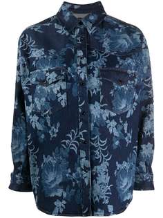 Etro джинсовая рубашка с цветочным принтом