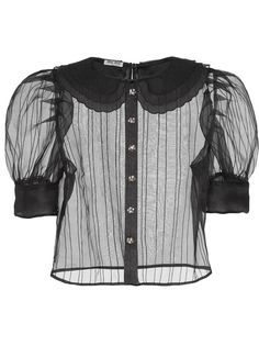Miu Miu прозрачная блузка с короткими объемными рукавами