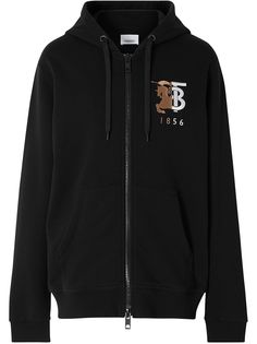 Burberry худи на молнии с контрастным логотипом