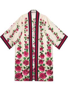 Gucci кимоно с принтом Rose Garden
