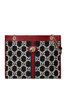Gucci большая твидовая сумка-тоут Rajah с узором GG
