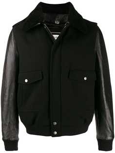 Saint Laurent куртка-бомбер с контрастными рукавами