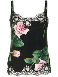 Dolce & Gabbana топ на бретелях с принтом Tropical Rose