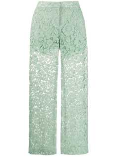Valentino расклешенные брюки из цветочного кружева