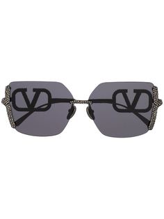 Valentino Eyewear солнцезащитные очки в квадратной оправе с кристаллами