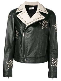 Saint Laurent байкерская куртка с заклепками