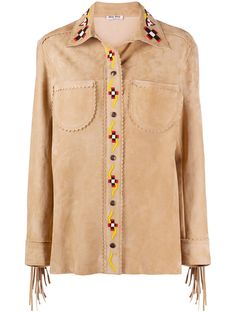 Miu Miu куртка-рубашка с бахромой
