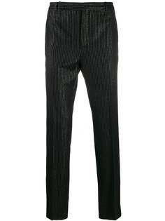 Saint Laurent строгие брюки в полоску с эффектом металлик
