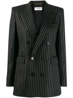 Saint Laurent двубортный блейзер в полоску