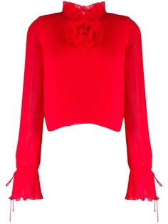 Marco De Vincenzo блузка с плиссировкой и цветком