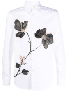 Alexander McQueen рубашка с цветочной вышивкой
