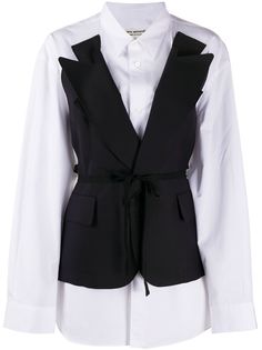 Junya Watanabe многослойная рубашка-блейзер с поясом