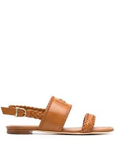 Tods плетеные сандалии на плоской подошве с монограммой Tod’S