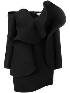 Saint Laurent платье-миди с открытыми плечами