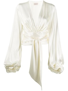 Alexandre Vauthier укороченная атласная блузка с завязками