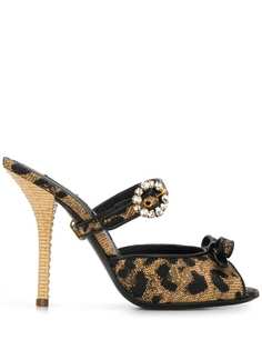 Dolce & Gabbana мюли с леопардовым принтом и пряжками