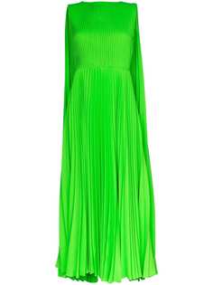Valentino плиссированное платье с кейпом