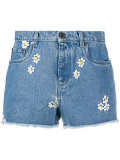 Miu Miu джинсовые шорты с цветочной вышивкой