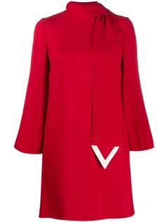 Valentino платье-трапеция с платком и логотипом VLogo
