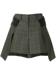 Sacai многослойные шорты в клетку тартан