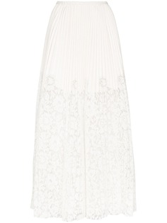 Valentino кружевная плиссированная юбка макси
