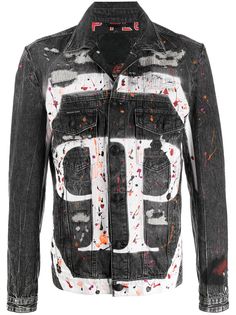 Philipp Plein джинсовая куртка с эффектом разбрызганной краски