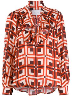 Johanna Ortiz блузка с геометричным принтом и оборками