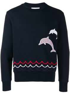 Thom Browne толстовка с вышивкой и круглым вырезом