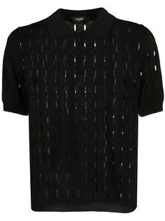 Fendi трикотажная рубашка-поло с прорезями