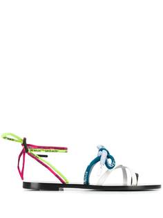 Off-White сандалии с логотипом на шнурках
