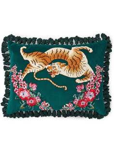 Gucci бархатная подушка с вышивкой тигра