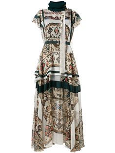Sacai длинное платье с принтом