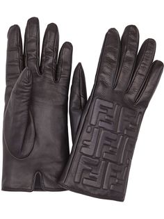 Fendi перчатки с тиснением FF