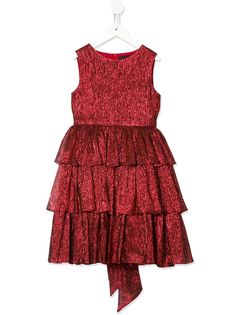 Oscar De La Renta Kids многослойное платье с эффектом металлик