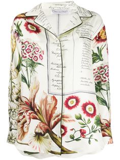 Oscar de la Renta атласная блузка с цветочным принтом