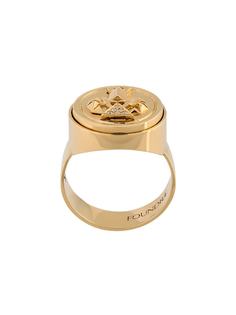 Foundrae кольцо-печатка Protection из желтого золота с бриллиантами