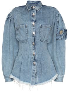 Natasha Zinko джинсовая рубашка с корсетом и бахромой