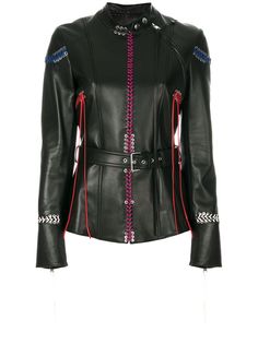 Alexander McQueen кожаная куртка с декоративной прошивкой