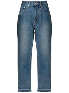 pushBUTTON прямые джинсы с эффектом потертости