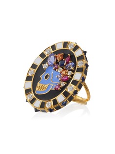 Holly Dyment золотое кольцо Memento Mori с бриллиантами, сапфиром и танзанитом