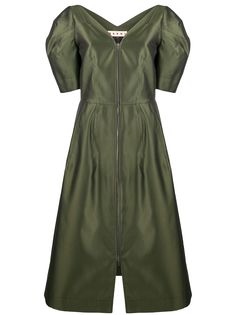 Marni платье миди с пышными рукавами