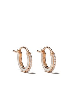 Raphaele Canot маленькие серьги-кольца Skinny Deco из розового золота с бриллиантами и эмалью