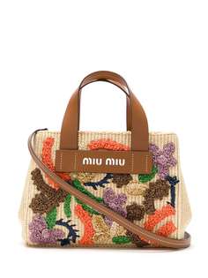 Miu Miu сумка-тоут с цветочным принтом и логотипом