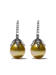 Annoushka золотые серьги South Sea с жемчугом и бриллиантами