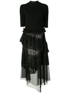 Goen.J платье асимметричного кроя с кружевными оборками