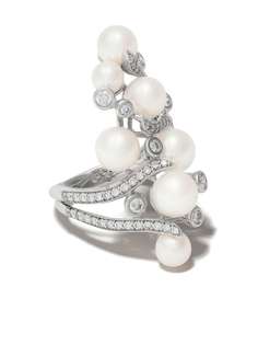 Yoko London кольцо Raindrop Akoya из белого золота с жемчугом и бриллиантами