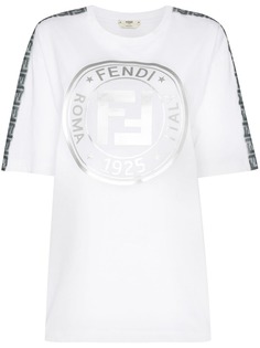 Fendi футболка с логотипом и эффектом металлик