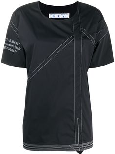 Off-White футболка с контрастной строчкой и логотипом